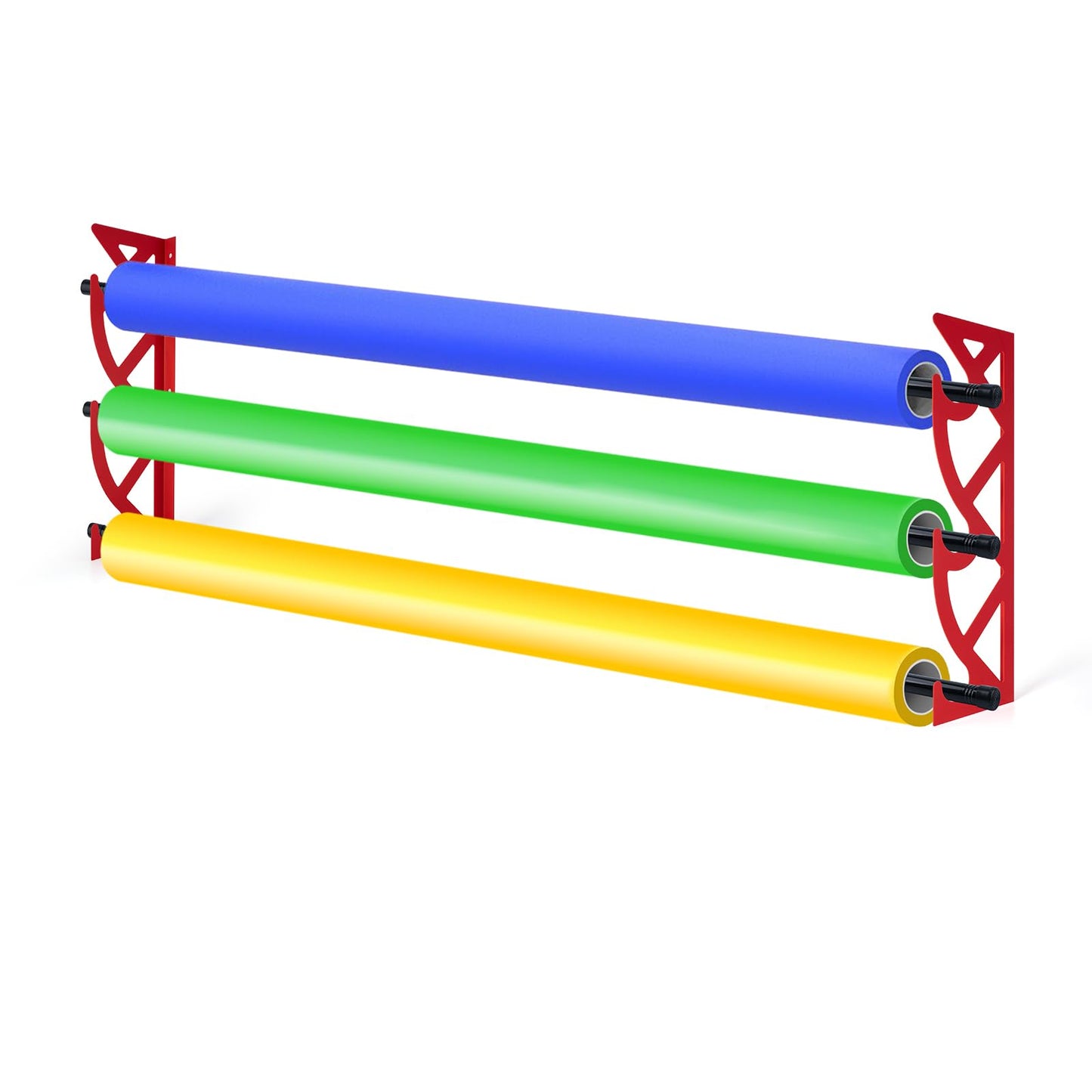 FOSHIO Vinyl Roll Holder with Poles, Metal Rack with 3pcs Extendable 70” Poles with Mounting Hardware Wall Mounted for Pulling More Rollers of Vinyl, Transfer Paper Tape, Wallpaper, Window Film