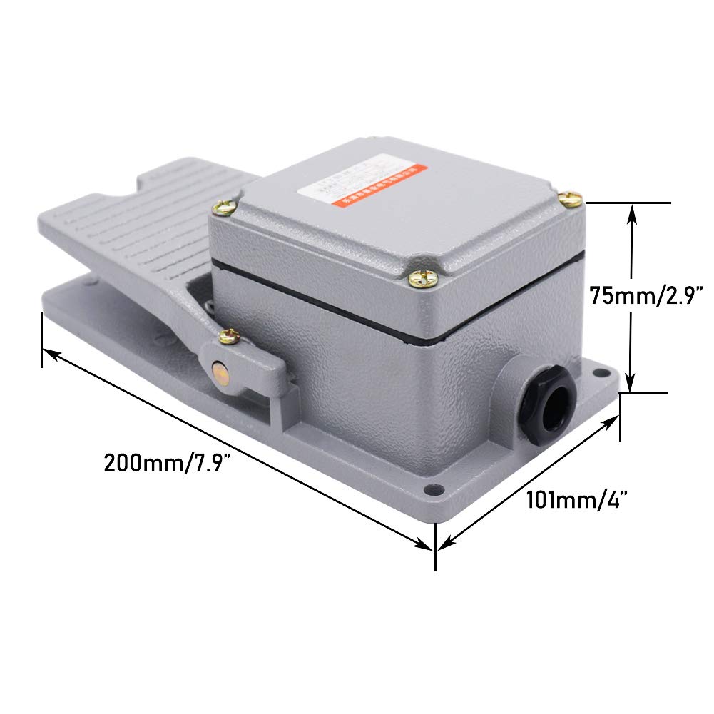 Twidec/AC 380V 15A Heavy Duty Foot Switch SPDT NO NC Electric Pedal Momentary Foot Pedal Switch LT-3
