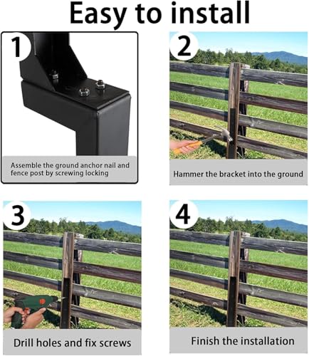 2PCS Fence Post Repair Stakes-Kit - Garden Fence Post Stakes Fence Post Repair Bracket Concrete