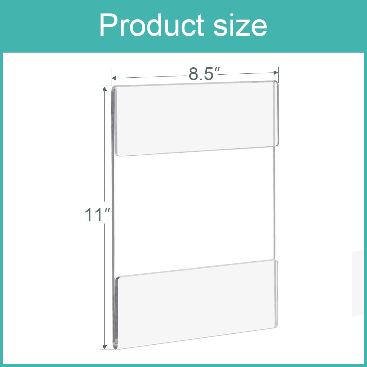 ADColor 6Pack Clear Wall Mount Acrylic Sign Holder 8.5x11 inches, Vertical Plexi Poster Document Flyer Display Holder with Adhesive Tape, Plastic Certificate Ad Picture Frame Set for Door Window Wall Display-No Drill