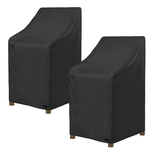 NettyPro Stackable Patio Chair Covers 2 Pack Waterproof Outdoor Patio Furniture Stacking Chair Cover, Fits for 4-6 Stack Dining High Back Chairs, 26"W x 35"D x 45"H, Black