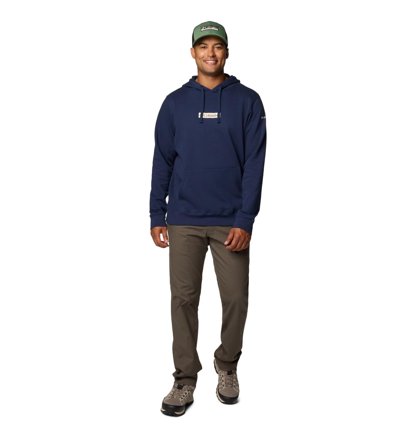 Columbia Men's Trek Hoodie, Collegiate Navy/Puff Box Gem Logo, Large