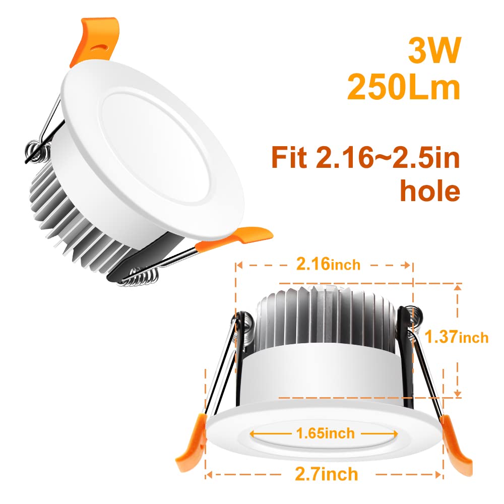 2 Inch LED Recessed Lighting Dimmable Downlight, 3W(35W Halogen Equivalent), 3000K Warm White, CRI80, LED Ceiling Light with LED Driver (8 Pack)