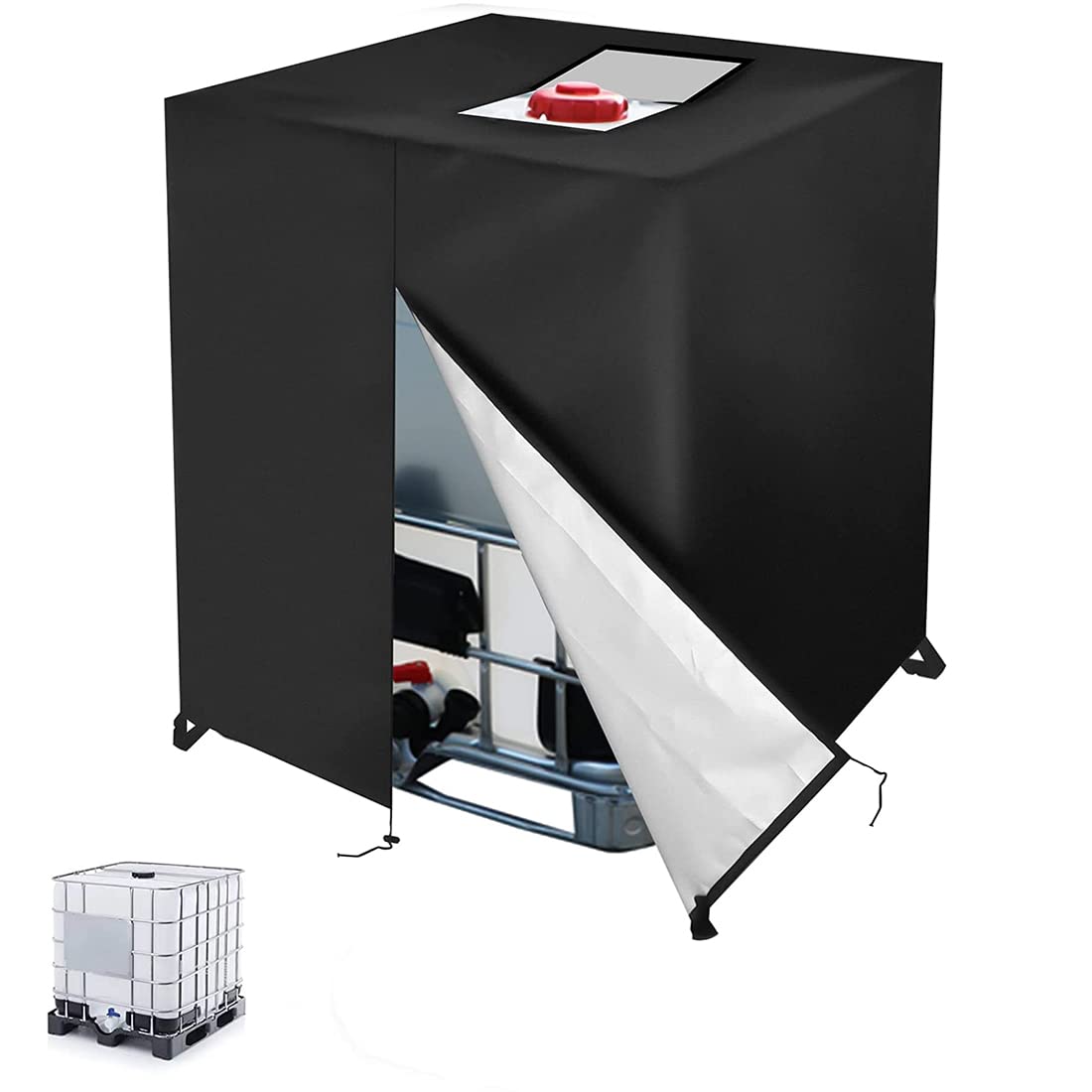 IBC Tote Cover,DWcouple IBC Water Tank Cover for 1000L IBC Tank Container, Water Tank Dustproof Protective Sun-resistant IBC Outdoor Cover with Zip for Tank Rain Tank Container (Black)