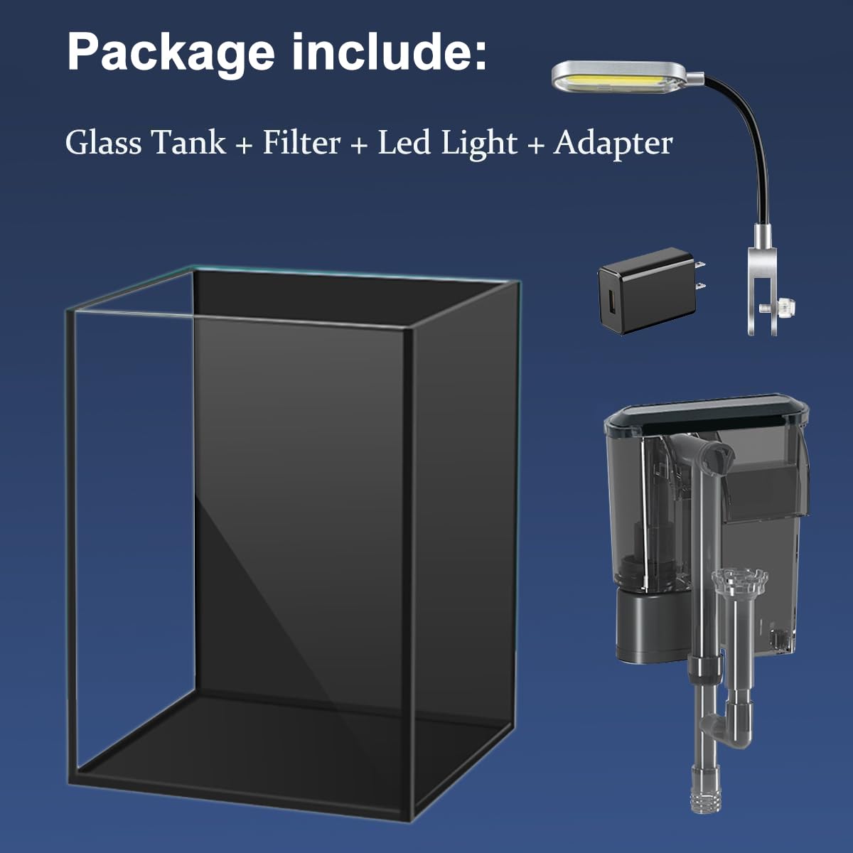 Craftsboys 1.5 Gallon Fish Tank Starter Kits, Nano Glass Aquarium with Filter, Led Light for Aquascape DIY Small Betta Fish Tank