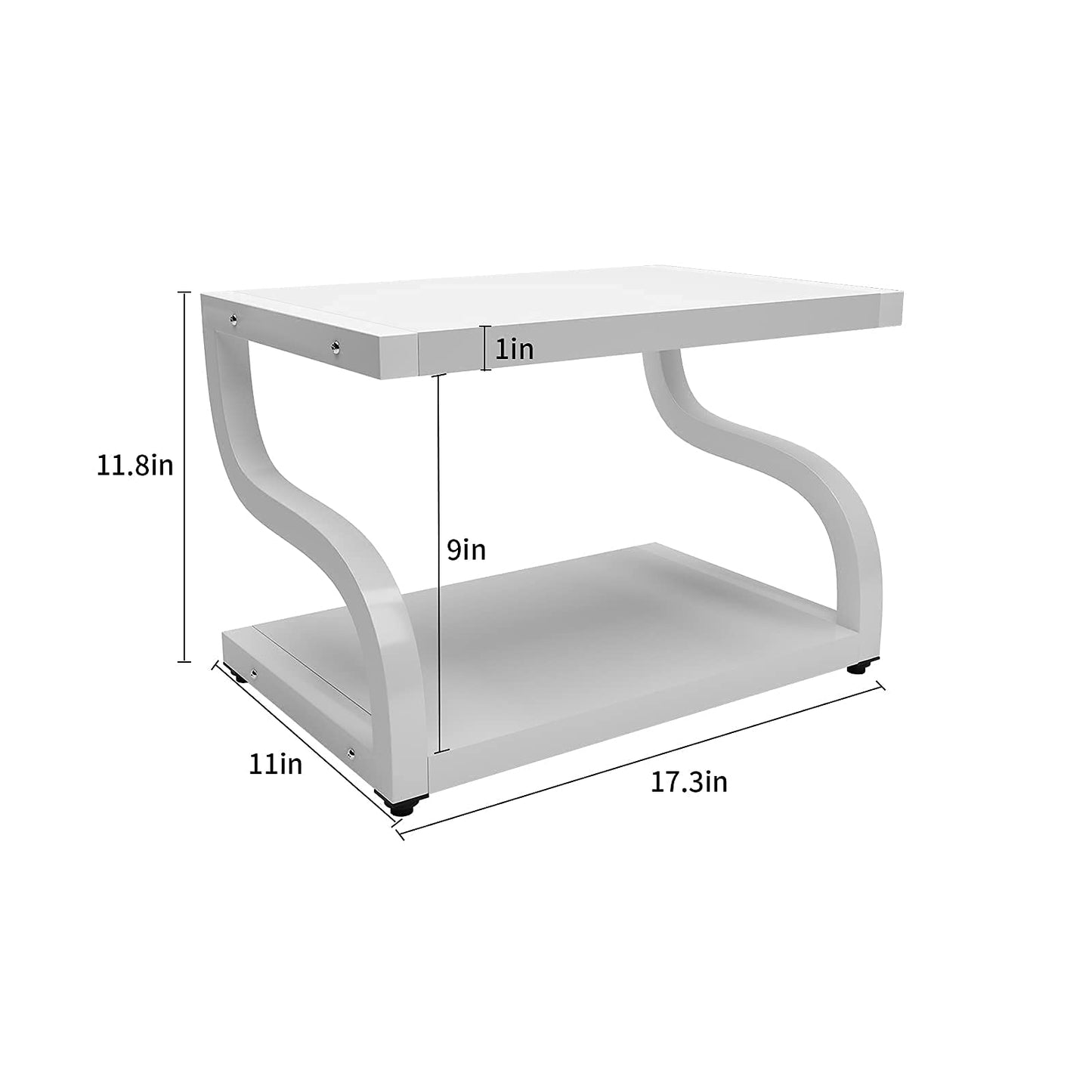PUNCIA 2 Tier Wood Printer Stand with Storage Heavy Duty Desktop Shelf - Modern Minimalist Style Fits Laser Printers Copiers Fax Machines, Organizer for Home Office Dorm Small Spaces