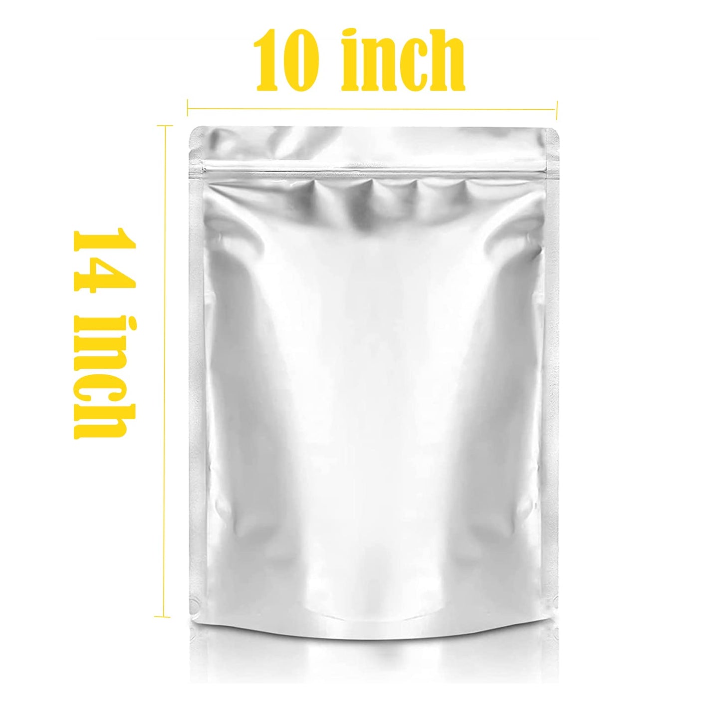 Durimoiy 50 Mylar Bags for Food Storage 1 Gallon-9.5 Mil Thicker Long Term & Food Grade - 10x14 Stand-up Zipper Resealable Heat Sealable for Airtight Smell Proof Packaging