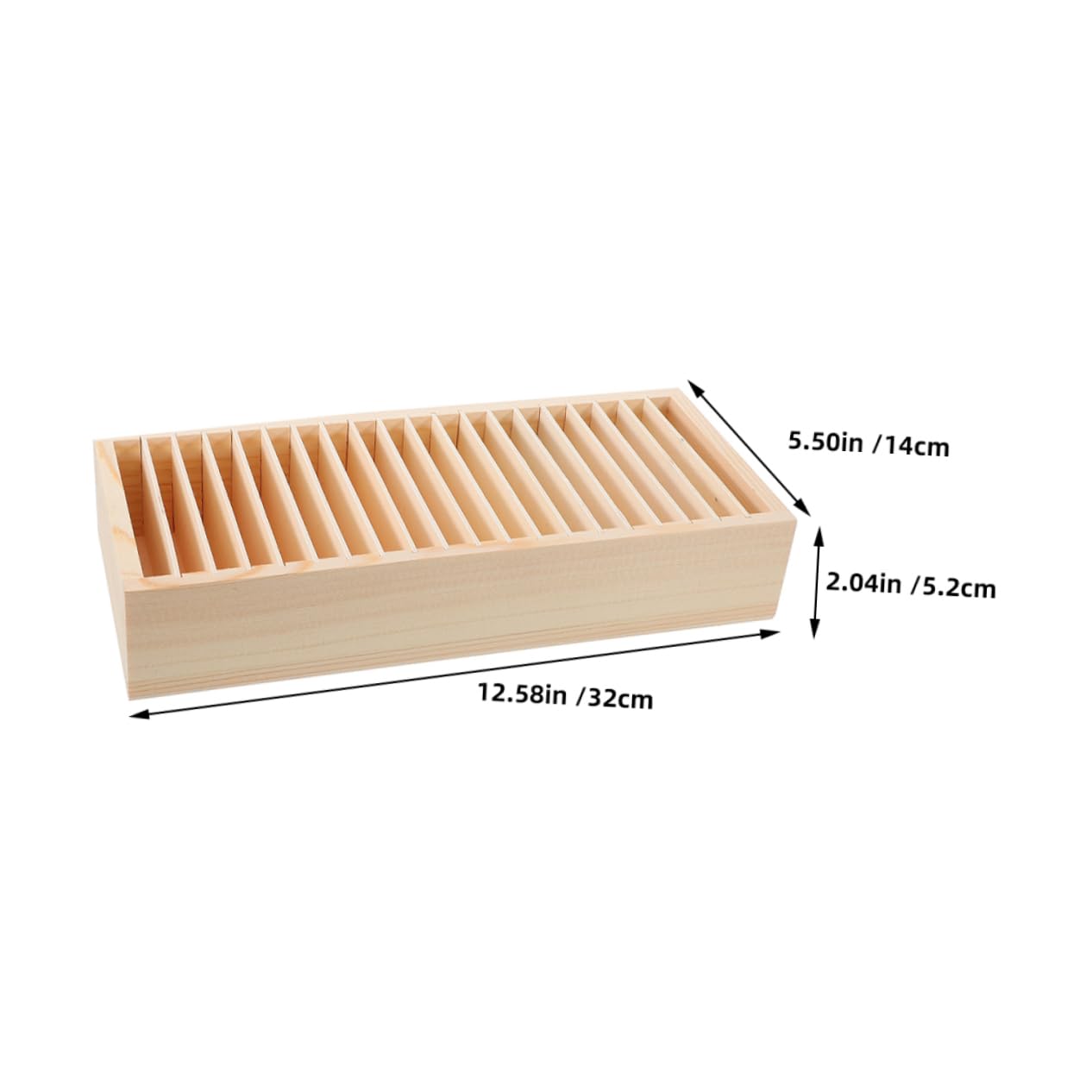 NUOBESTY Wooden Name Badge Holders Id Badge Tray Organizer Business Letter Card Storage Box with Dividers Desktop Multi-Compartment Cellphone Jail 12.59*5.51 Inch
