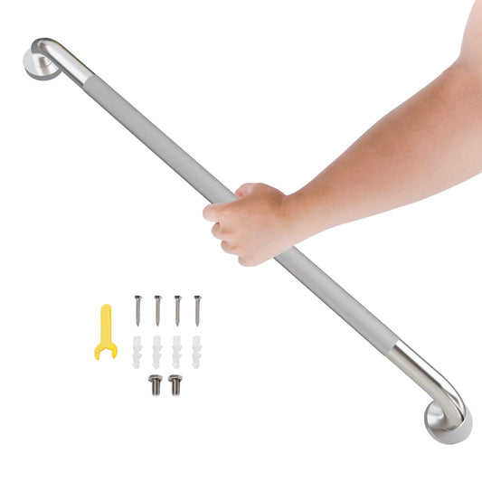 36 Inch Shower Grab Bar, Bathroom Grab Bar Handle with Anti-Slip Knurled Grip, Stainless Steel Bath Balance Bar, 1.25" Diameter Bath Safety Bar Support for Seniors Elderly Pregnant, Brushed Nickel