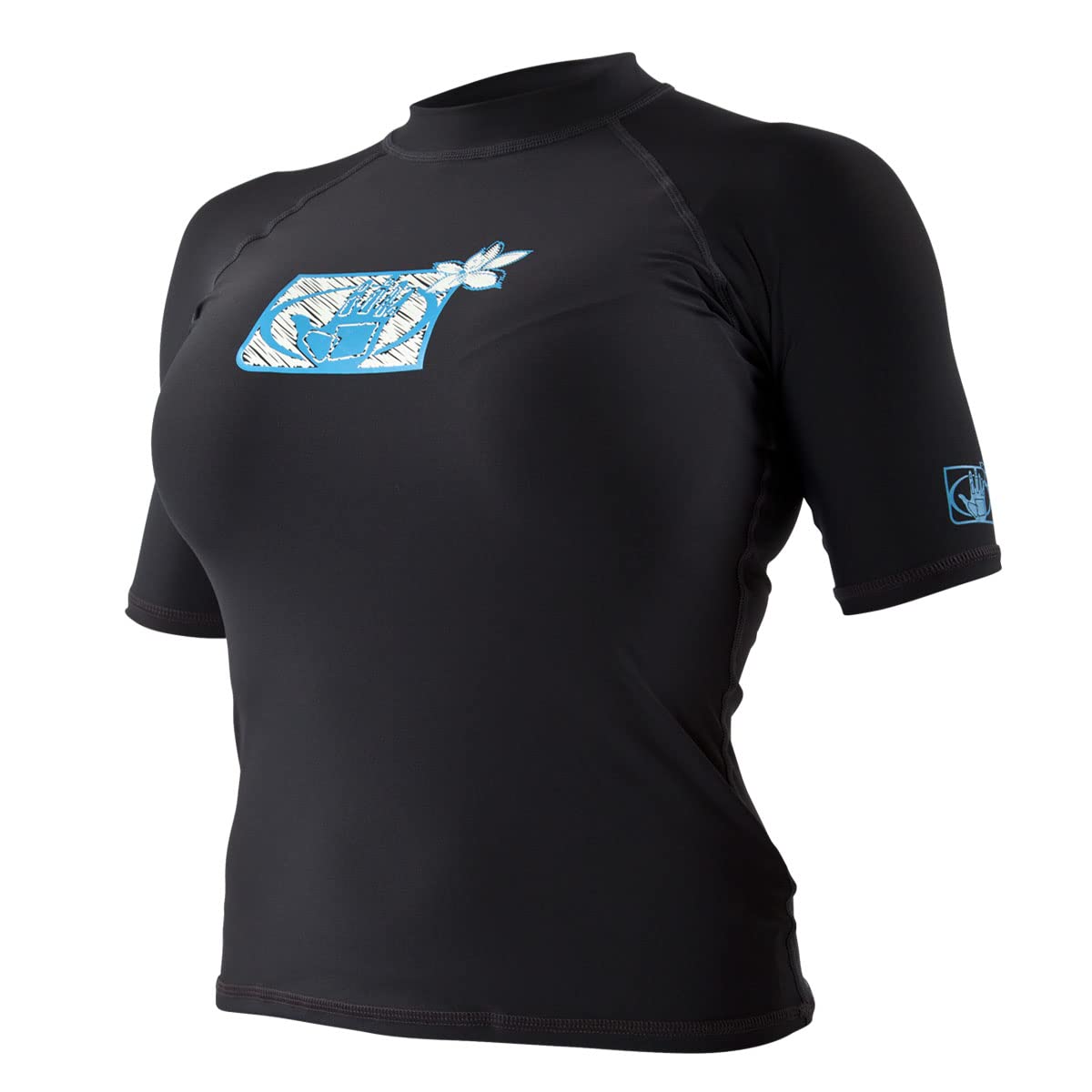 Body Glove Women's Basic Fitted Short Sleeve Rash Guard Tops, Black, Small