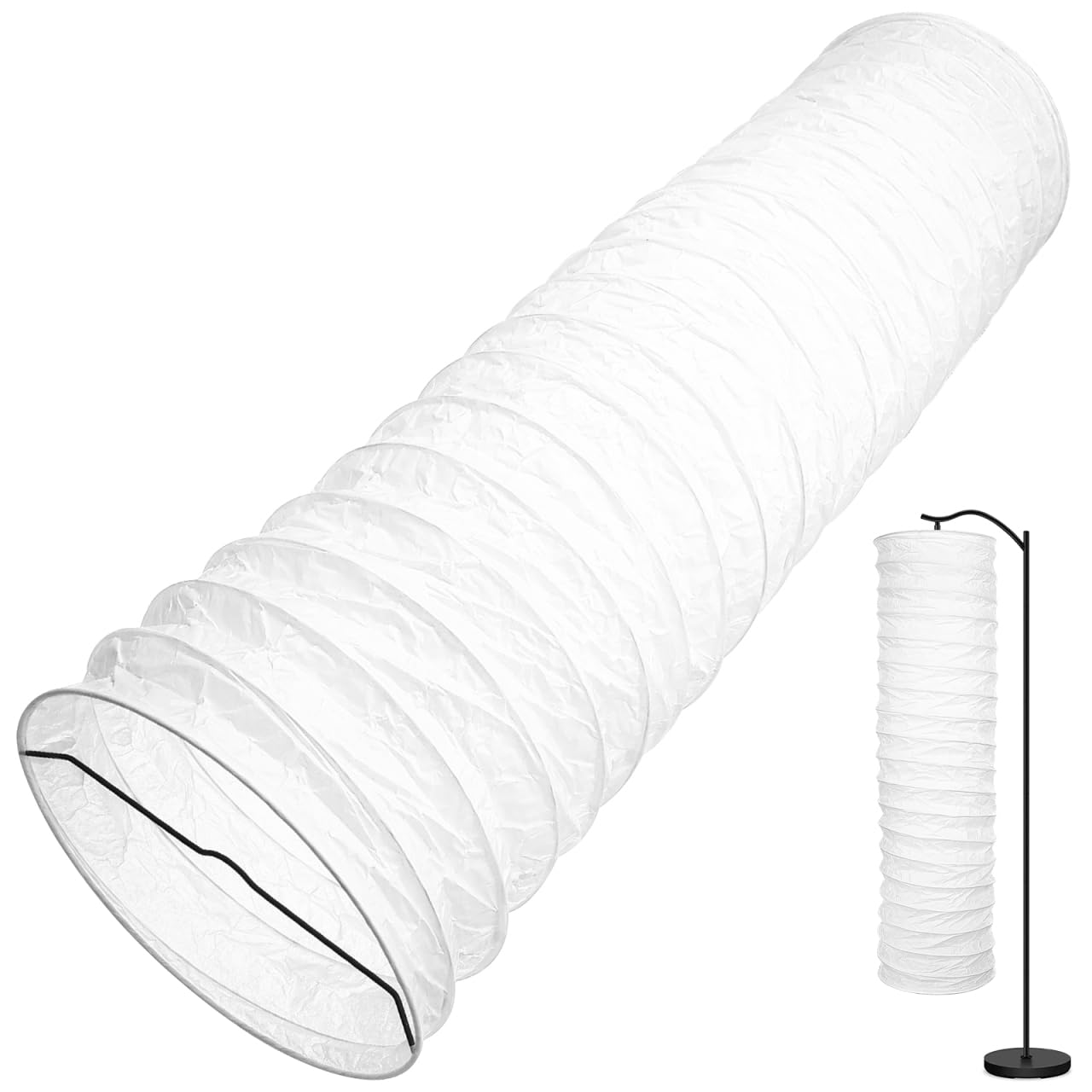 TOVINANNA Paper Lamps Shade, Foldable Rice Paper Floor Lampshade Lamp Cover for Bedroom Living Room, Modern Nordic Style Standing Light Shade for Home Decoration