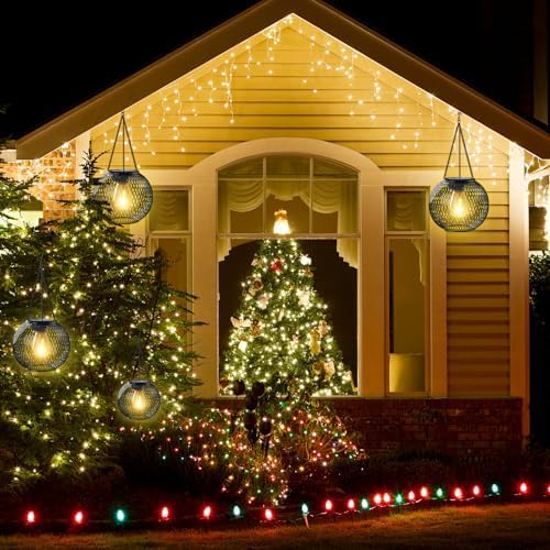 Solar Lantern Outdoor, KagoLing Upgraded Hanging Solar Lights Outdoor Garden Christmas Decorations Decorative Lighting Solar Powered Waterproof Tree Lantern for Garden Yard Patio Pathway, 2 Pack