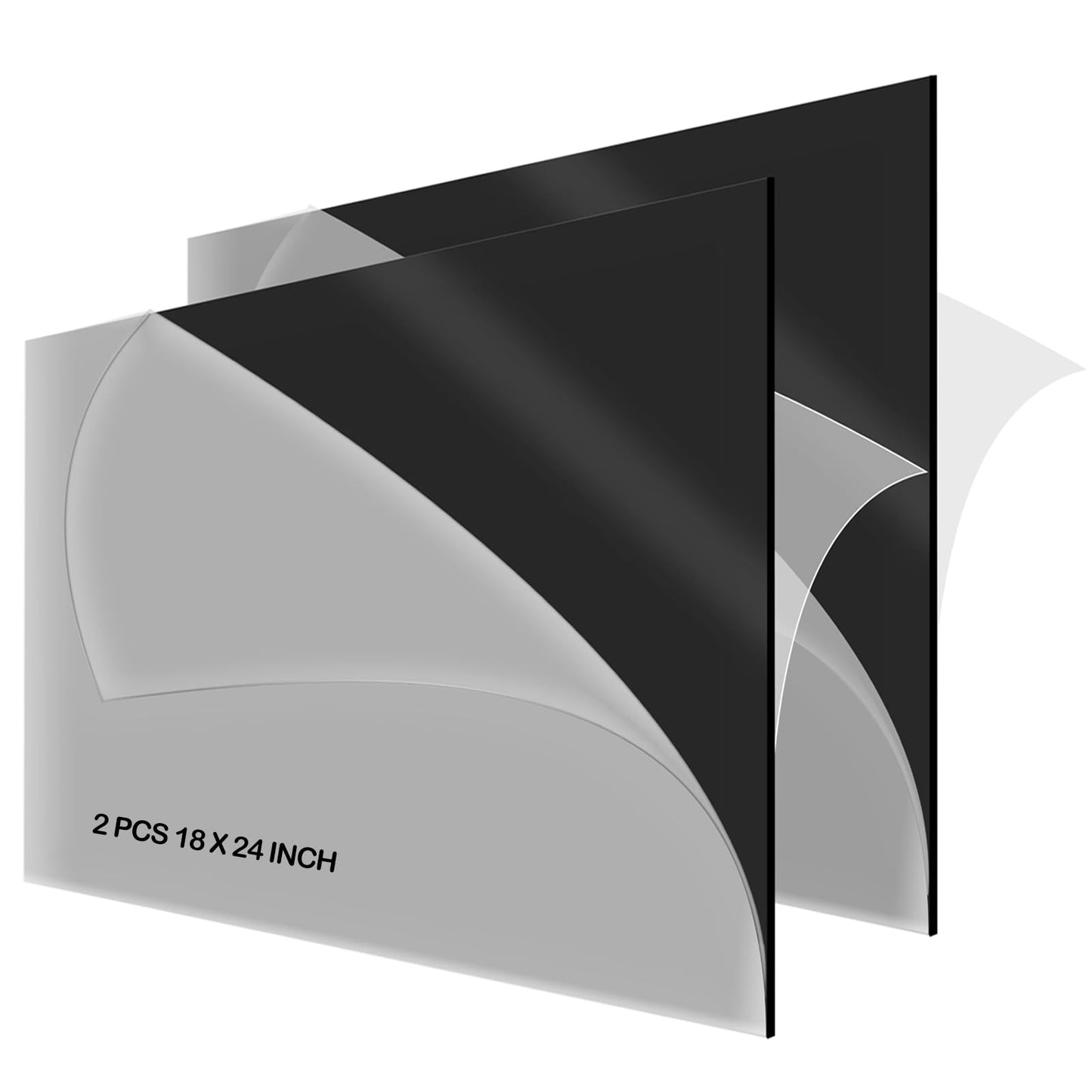 2 Pcs 18" x 24" Black Cast Acrylic Sheets,1/8" Thick (Around 3mm) Acrylic Panel,Long Black Plexi Glass Sheets with Protective Film for Glass Replacement Craft Project Display DIY Photo Frame