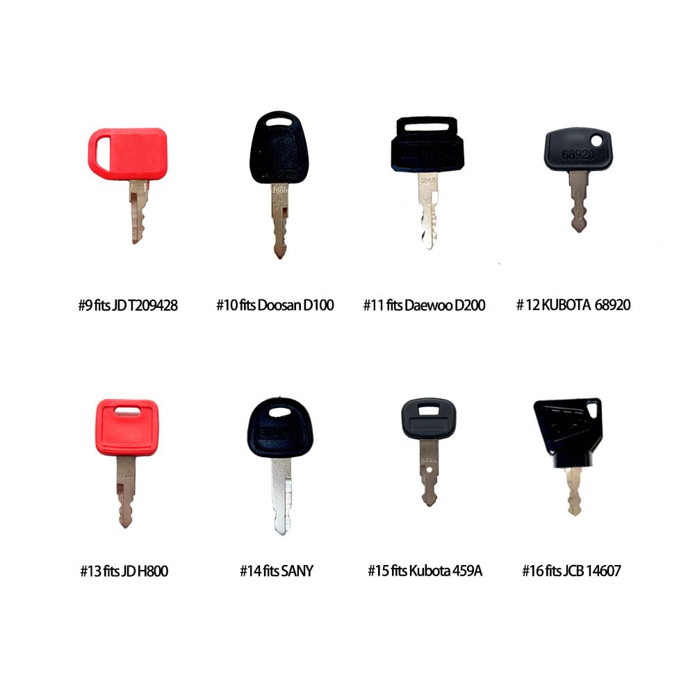 24 Construction Ignition Keys/Heavy Equipment Key Set Compatible with Volvo Caterpillar Komatsu Case Kubota JCB Bobcat Hitachi