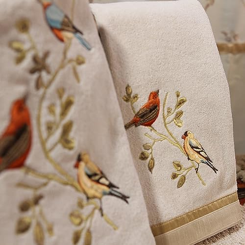 Avanti Linens Gilded Birds Collection 3 Pc Towel Set, Ivory