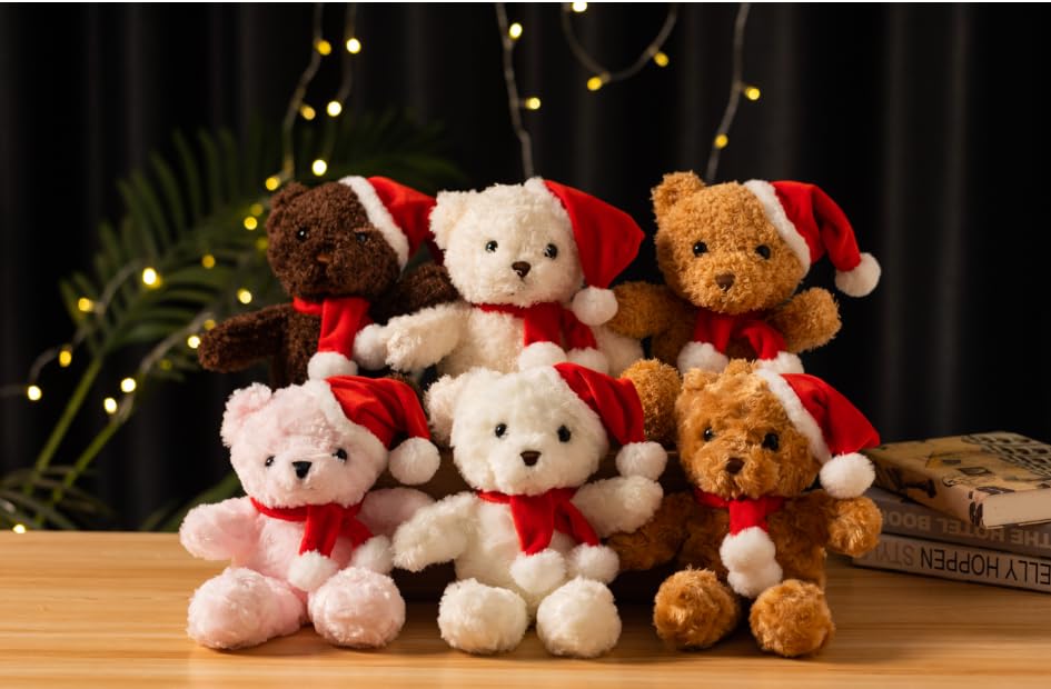 15 Pack Bear Stuffed Animal 10 Inch Small Plush Bear Toy Cute Soft Plush Stuffed Bears Toy with Bow Tie for Birthday Christmas Baby Shower Valentine's Day Graduation Party Gift