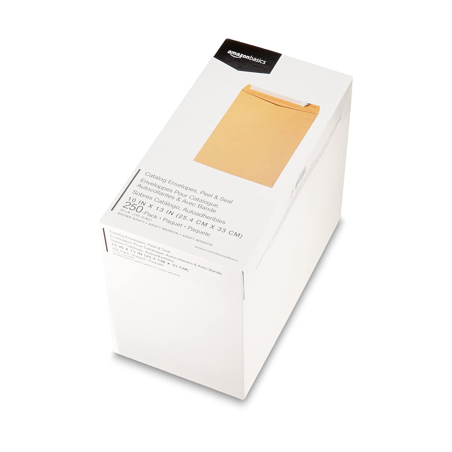 AmazonBasics Catalog Mailing Envelopes, Peel & Seal, 10x13 Inch, Brown Kraft, 250-Pack