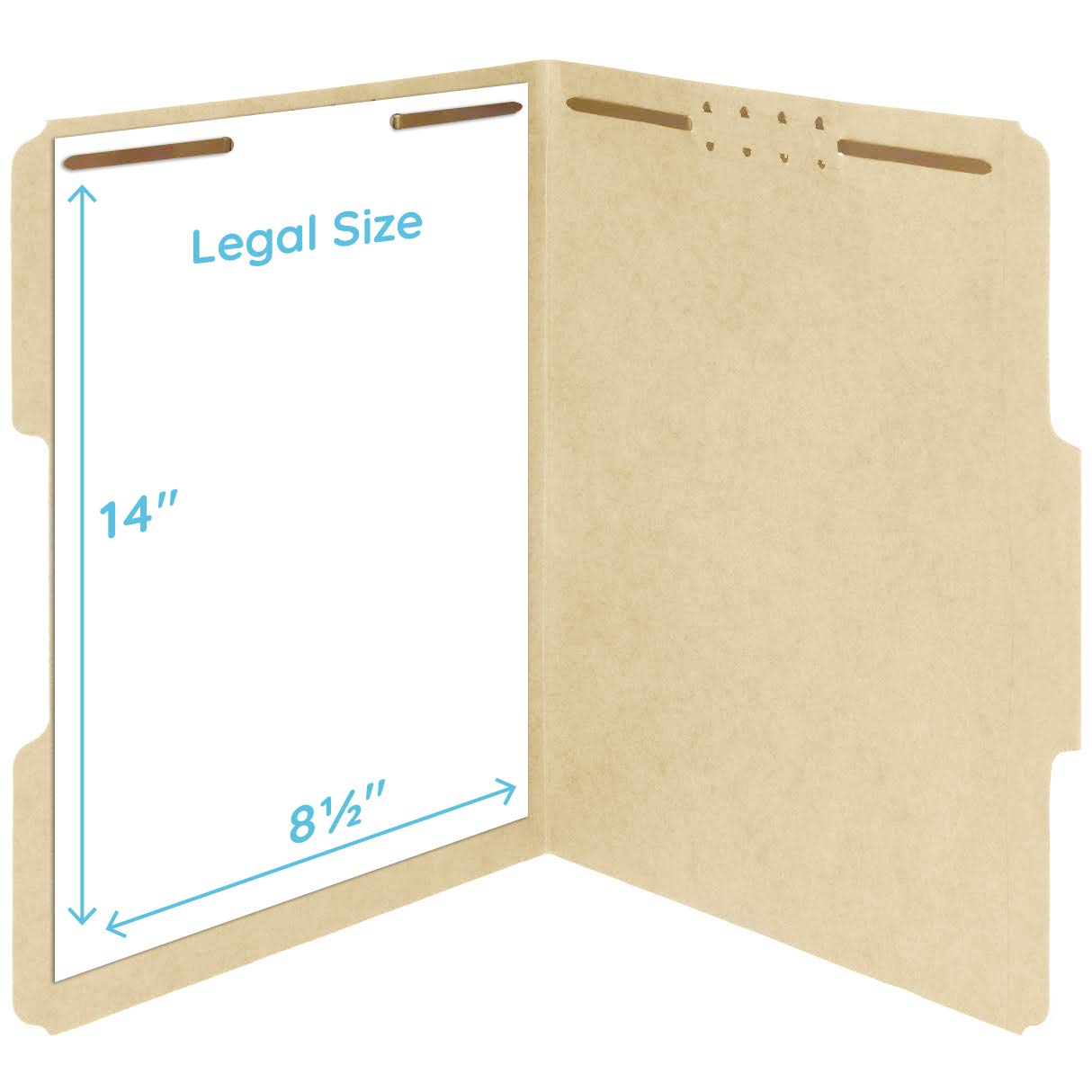 50 Legal Size 1/3 Cut Fastener File Folders- Reinforced Top Tab- Durable 2 Prongs Designed to Organize Standard Legal and Medical Files, Law Office Reports - Legal Size, Manila, 50 Pack (-330)