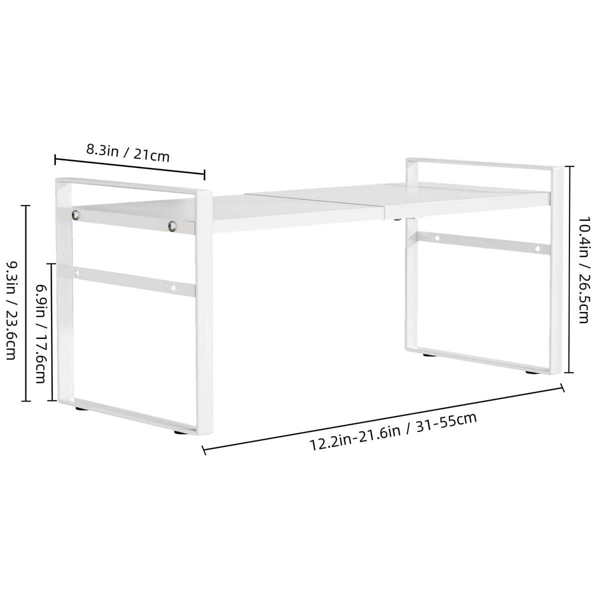 Expandable Cabinet Shelf Organizer Riser for Kitchen Pantry Cupboard Under Sink Countertop,Kitchen Cabinet Shelf 8.2’’D * 12.2-23.6’’W * 10.4’’(White)