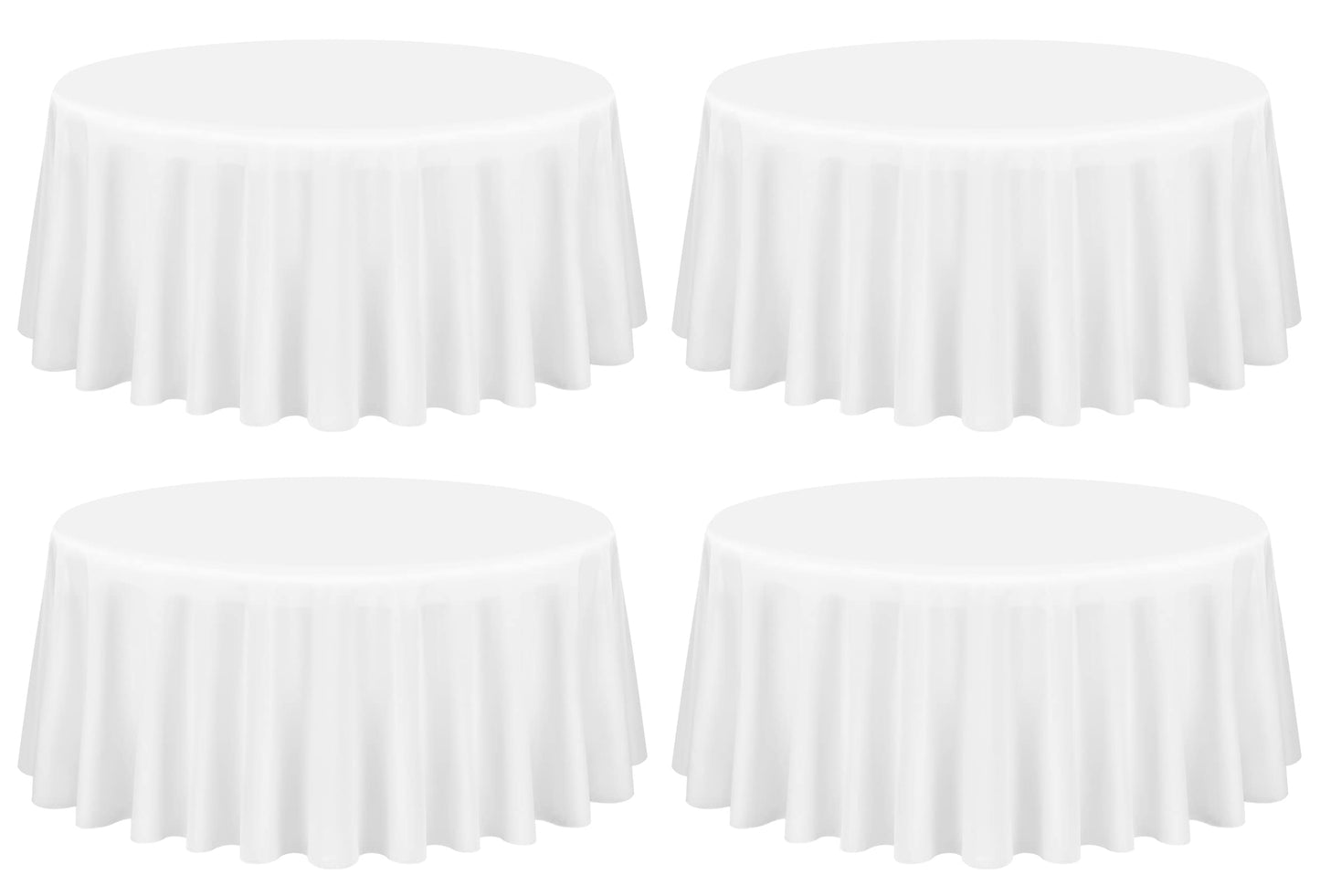 4 Pack White Round Tablecloth 90 Inch Washable Polyester Tablecloths for Round Tables Stain Resistant and Wrinkle Table Cloth Decorative Fabric Table Cover for Dining Wedding Party Banquet Buffet
