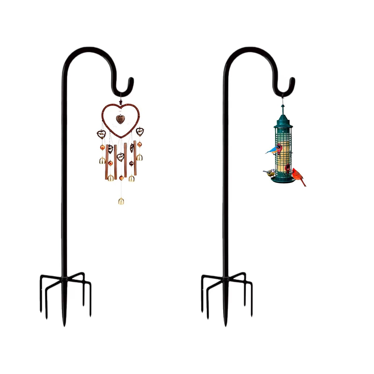 Rexwnadu Shepherds Hook 76 Inches 2 Packs for Bird Feeder Heavy Duty Adjustable Outdoor Shepherd Hooks with 5-Prong Base for Lanterns Planting Hanger Weddings (76")