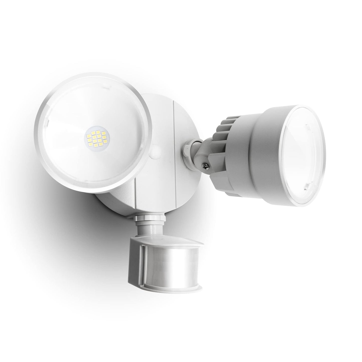 LUTEC P6221W-PIR24 2000 Lumen 18 Watt 26 LED Motion Activated Integrated Dual-Head Flood Light Outdoor, IP54 Waterproof Exterior Security Floodlight for Patio, Garden, Yard, Warehouse-White