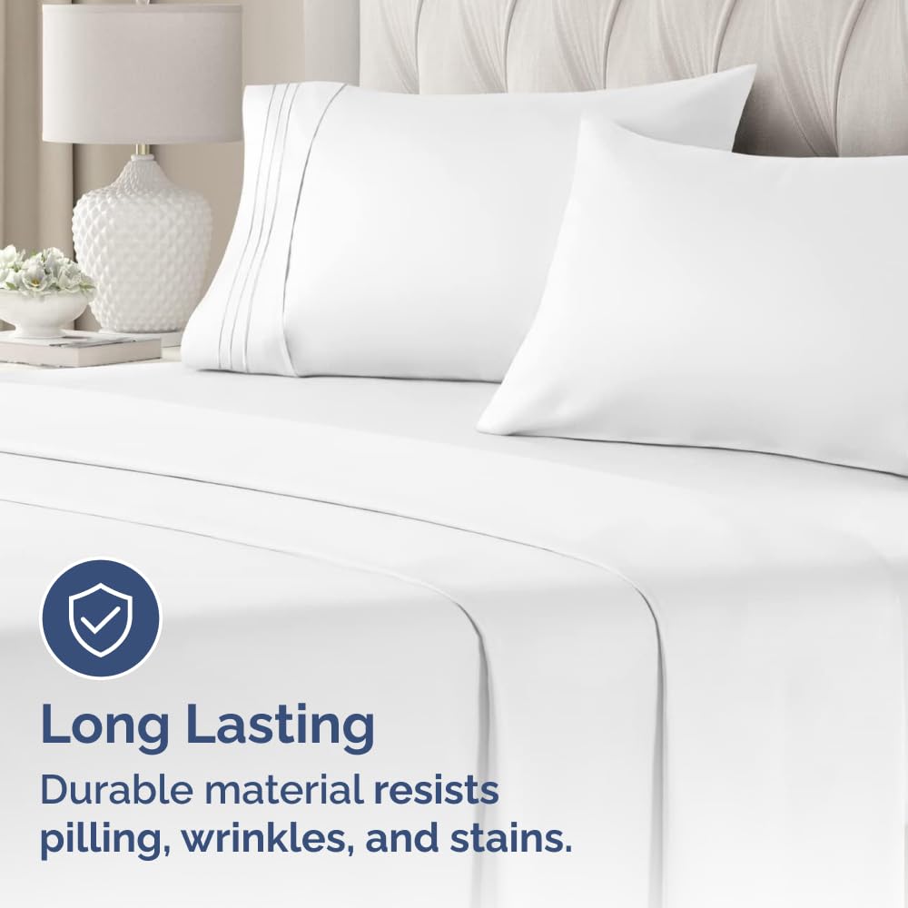 King Pillow Cases Set of 4 - Ultra Soft Hotel Quality Pillowcase Covers - Comfortable Cozy Bedding for Women, Men, Kids & Teens - Machine Washable Pillow Protectors - 4 Pieces Set - King Size White