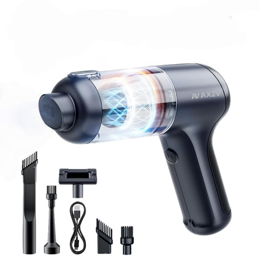 AX2V 4-in-1 Handheld Vacuum Cleaner, 16000Pa Brushless Powerful Car Vacuum Cleaner, Low Noise Cordless Rechargeable Vacuum, Ideal for Office, Home and Car Detail Cleaning