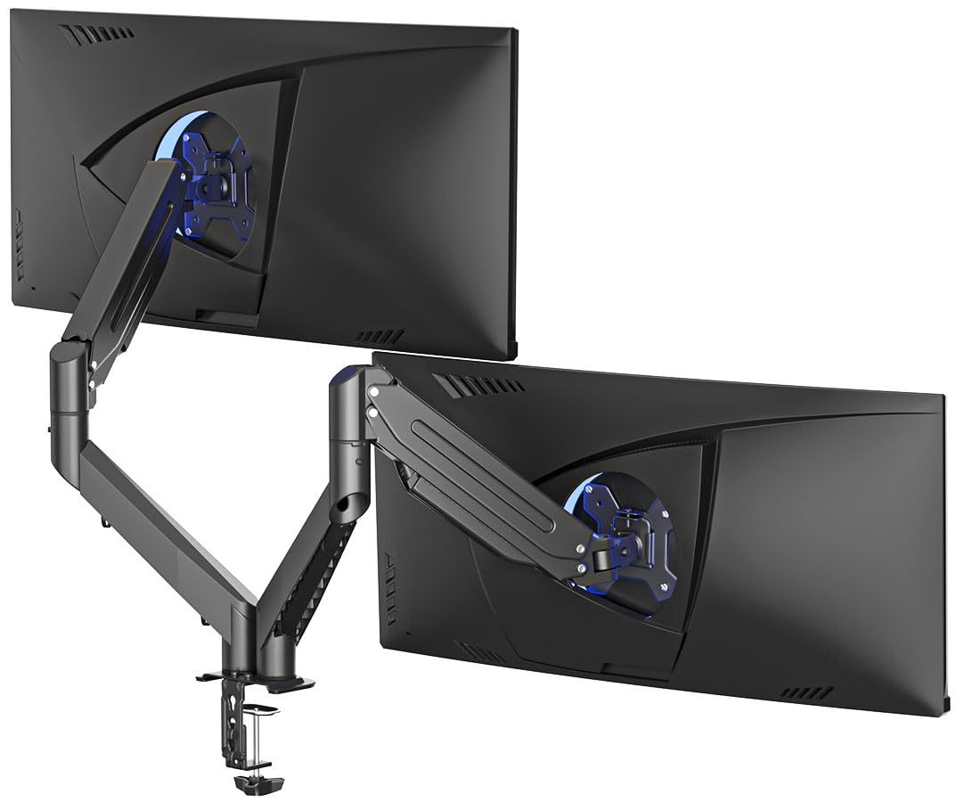 Suptek Dual Monitor Mount Stand-Height Adjustable Gas Spring Monitor Arm Desk Mount for 2 Computer Screens 17 to 32 inches - Each Arm Holds up to 22lbs,Black(MD8SP)