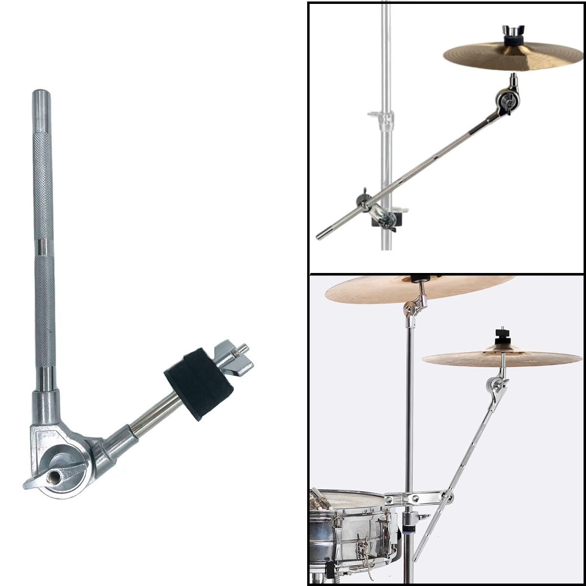 TUOREN Cymbal Boom Arm Holder Attachment 10.2 inch Percussion Straight Cymbal Arm Adjustable Cymbal Mount Arm Cymbal Extension Mounting Attachment for Cymbal Stand Drum Set Hardware Accessories