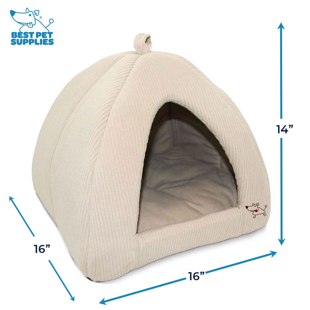 Pet Tent - Soft Bed for Dog and Cat, Best Pet Supplies, Medium, Corduroy Beige