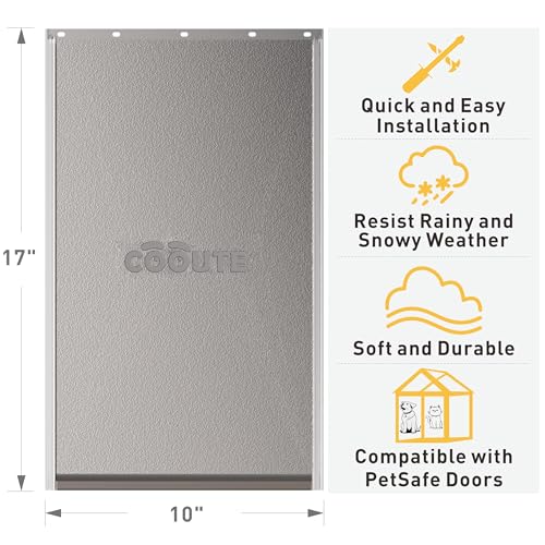 Cooute 2 Pack Dog Door Replacement Flap with Magnetic Closure, Compatible with PetSafe Freedom Dog and Cat Door PAC11-11039 Large 10 1/4" w x 17" h Pet Door Flap with Screws