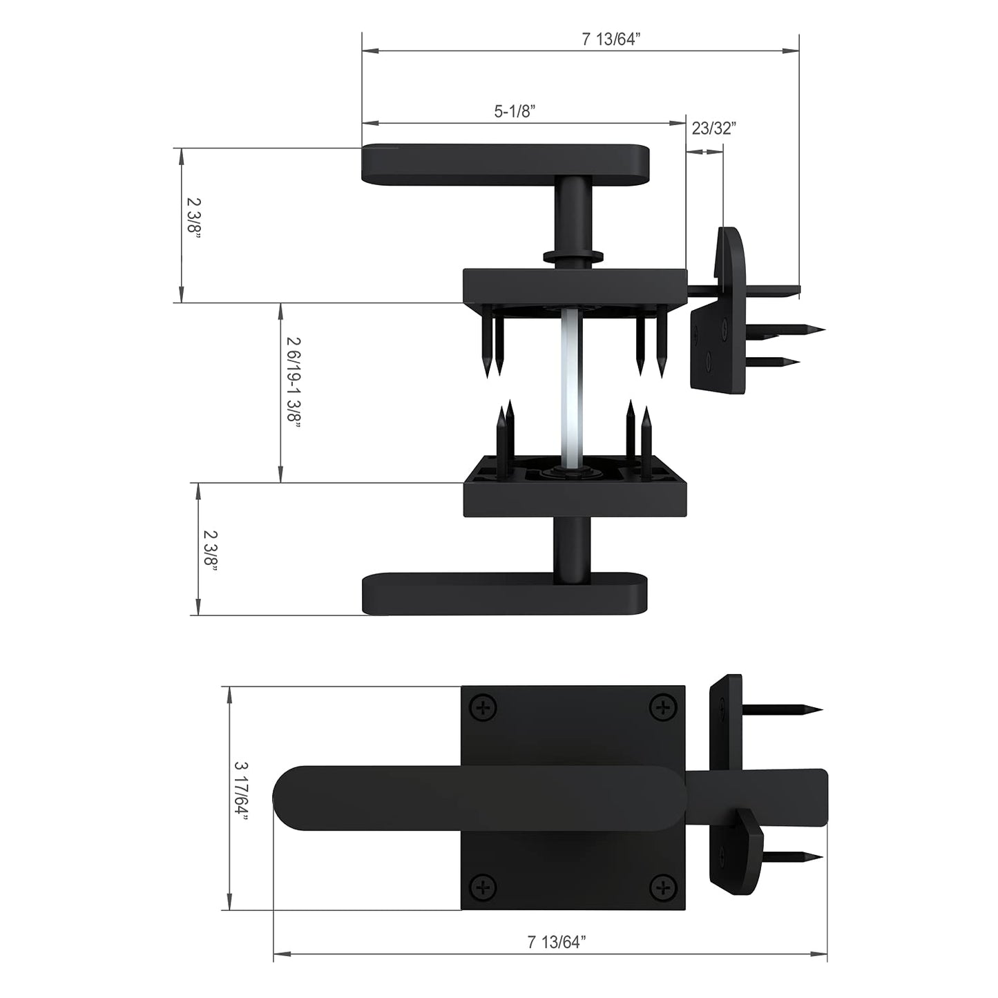 JUBEST Double Side Gate Latch, Heavy Duty Swinging Door Latch Gate Hardware for Outdoor Fence, Wooden Gates, Pool Gate, Backyard, Garden