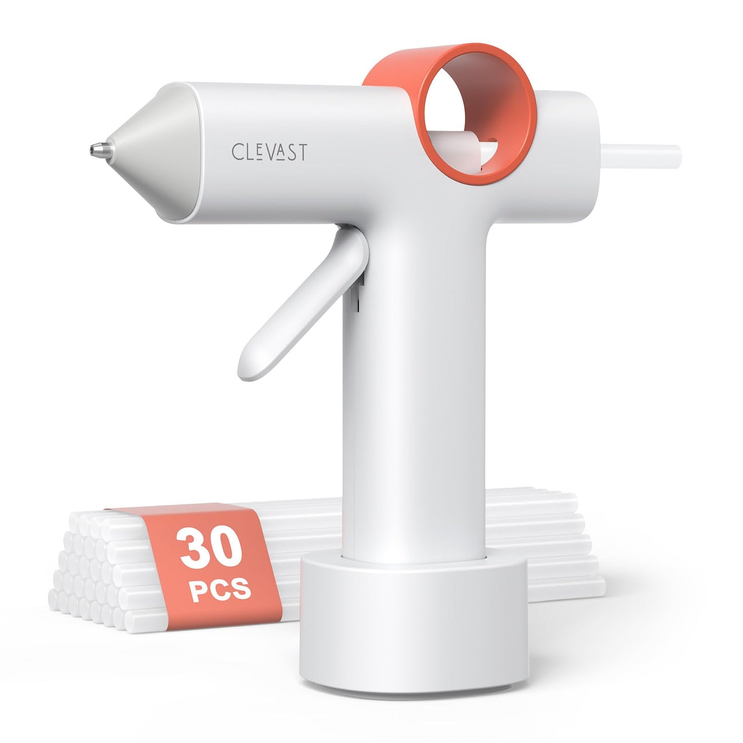 CLEVAST Cordless Hot Glue Gun, 40s Heat-Up, 5000mAh Battery (2+ hrs), Dual USB-C, Use While Charging, Anti-Drip Nozzle, Smooth Flow, 5-Min Auto-Off, for Crafts/DIY/Repairs/Decor