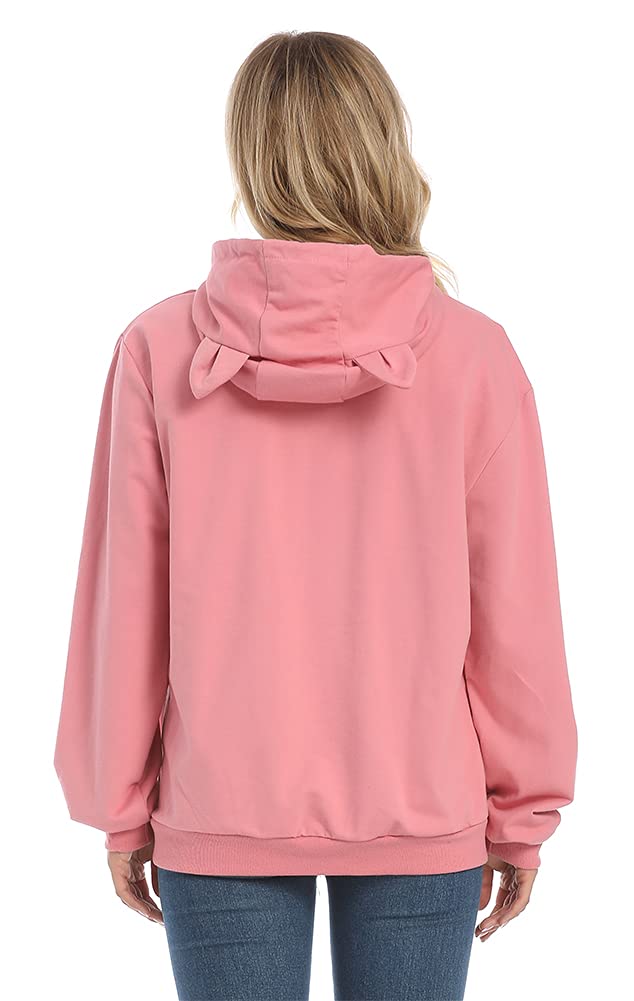 ZIIFULLHOU Women Pet Carrier Sweatshirt Puppy Kitten Holding Hoodies Long Sleeve Pouch Tops, Red, XX-Large-3X-Large
