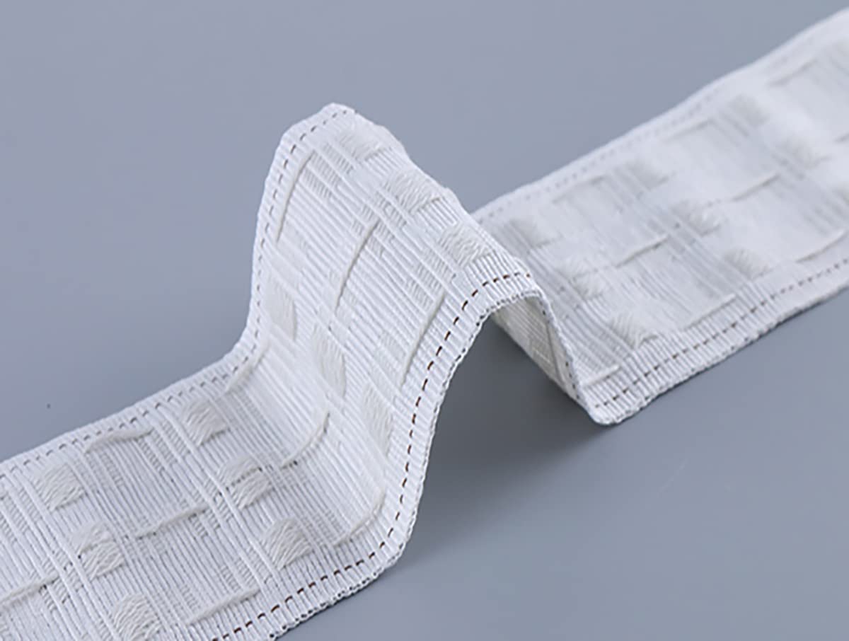 Marcoborthers Curtain Pleating Tape 20 Yards White British Style with 100 Pcs Stainless Steel Curtain Pleat Hook Clip, Perfect for Making Home Decor Projects.