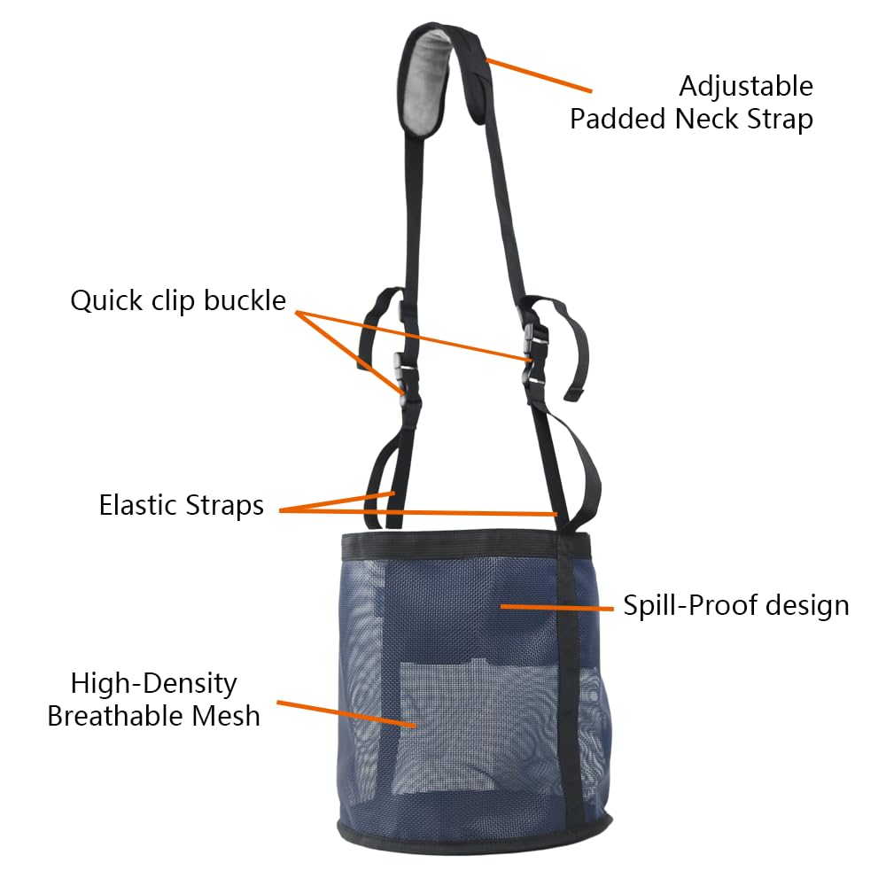 Kaulhp 2PCS Horse Feed Bag,Heavy Duty Nylon Mesh Grain Feed Bag with Adjustable Strap,Horse Muzzle Feed Bag with Comfort Neck Pad and Nose Pad (Dark Blue)