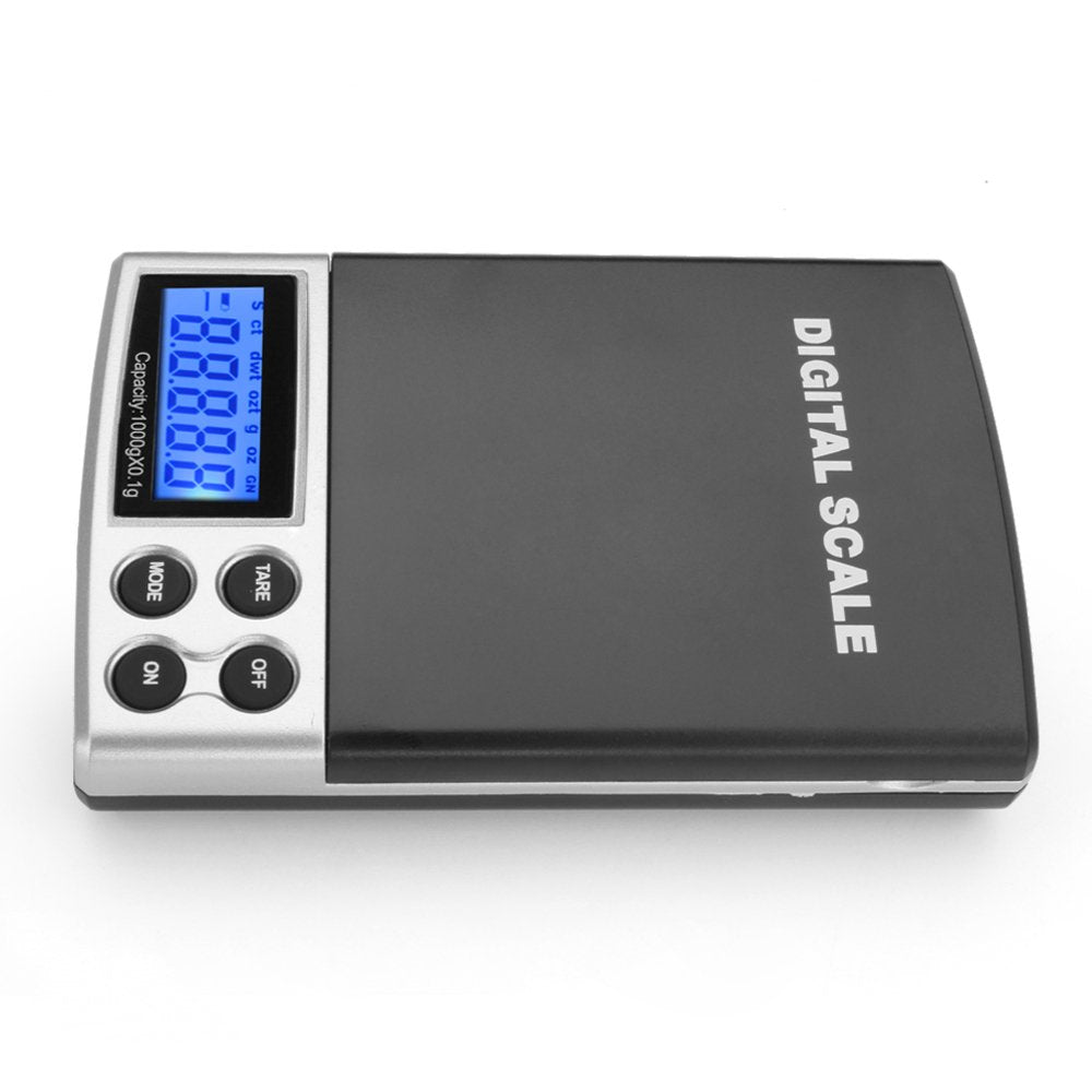 Flexzion Digital Pocket Scale for Grams of Jewelry Gold Silver Coin, Gem Scale 1000 g x 0.1 g High Precision Digital Gram Scale LCD Display Portable Food Weighing Tool with Protective Cover