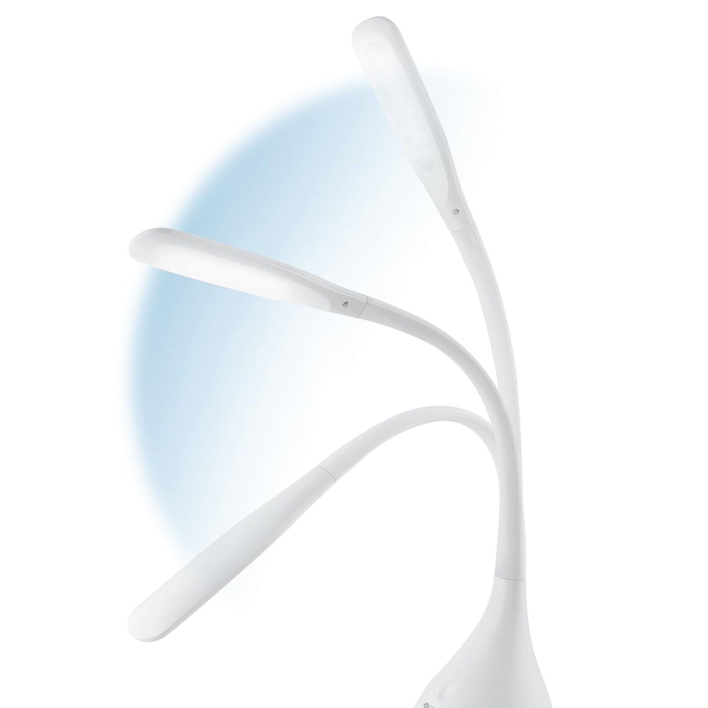 OttLite Creative Curves LED Desk Lamp, White, with Adjustable Neck - 4 Dimmable Brightness Settings for Home Office, Computer Desk, & Dorms