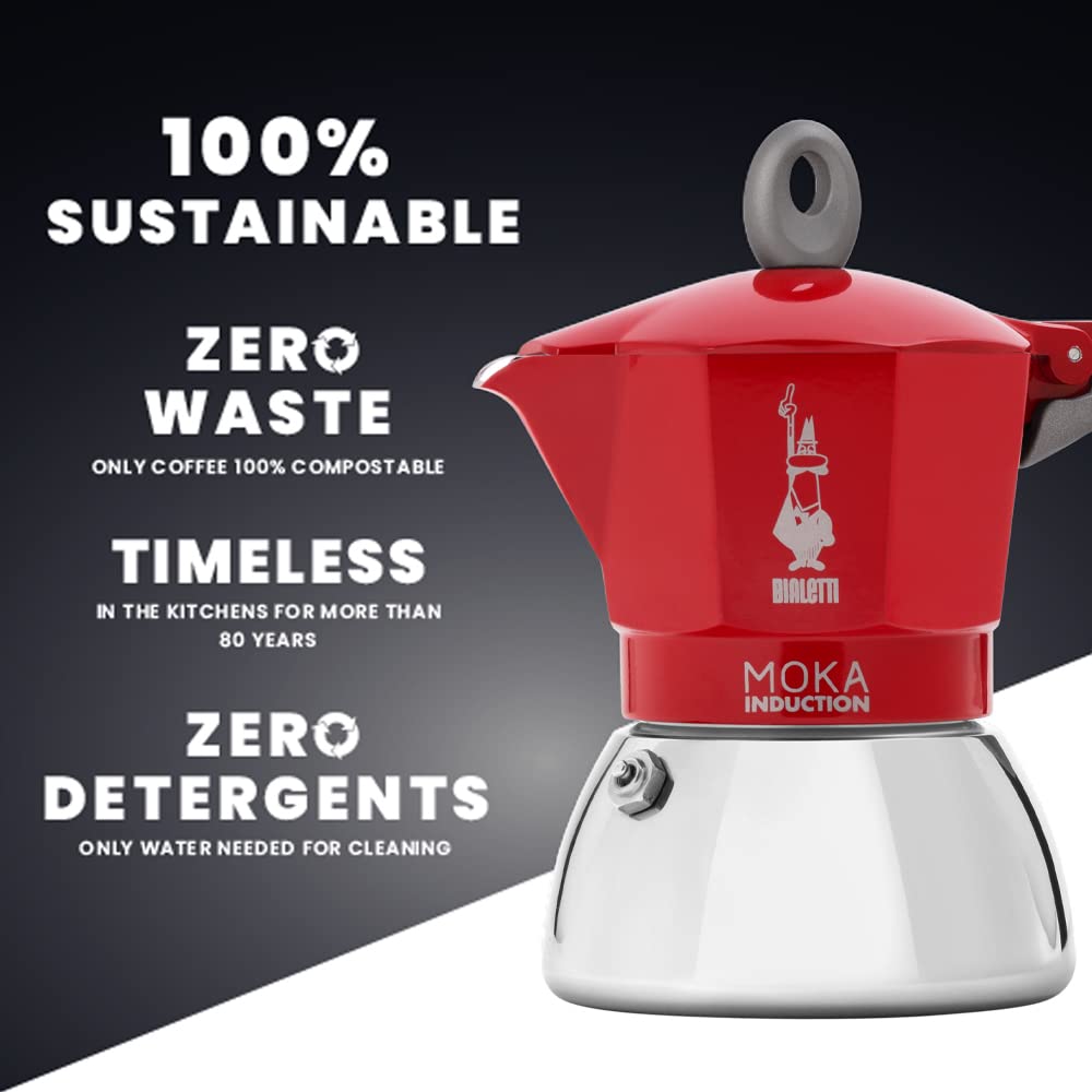 Bialetti Moka Induction 6-Cup, Red