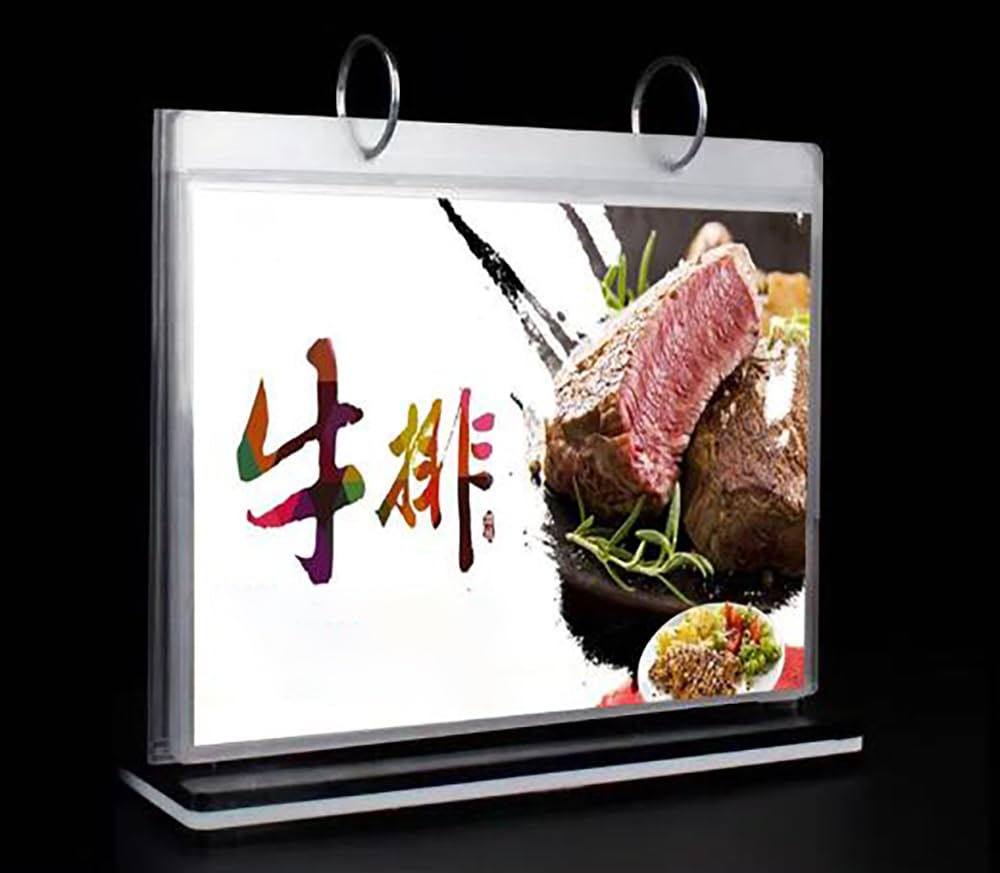 HENGSENLI T-shaped multi-page flip acrylic sign holder, menu / photo / advertising / drink display stand, 8.5 x 11 inches