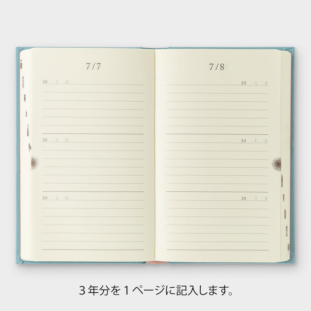 Midori Phil design Three Years Diary/Design Phil Green Diary 3 Years Continuous Use Door Light Blue 12,394,006