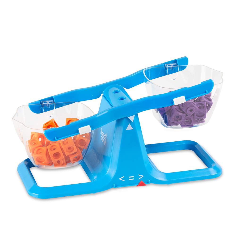hand2mind Blue Nestable Bucket Balance, Clear Double Bucket Balance Scale for Liquids and Solids, Easy to Assemble Kids Scale, Space Saving Storage Base, Balance Scale for Classroom (Set of 1)