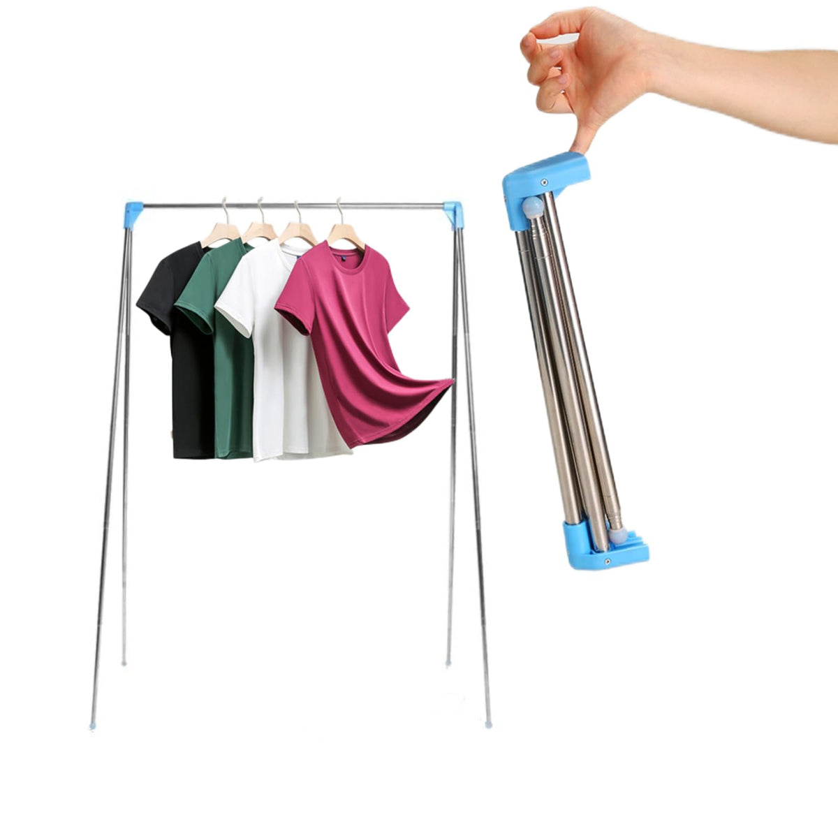 Portable Garment Rack for Travel, Mini Clothing Rack Foldable Compact for Camping, Dance Costume, Laundry, Hotel (Large)