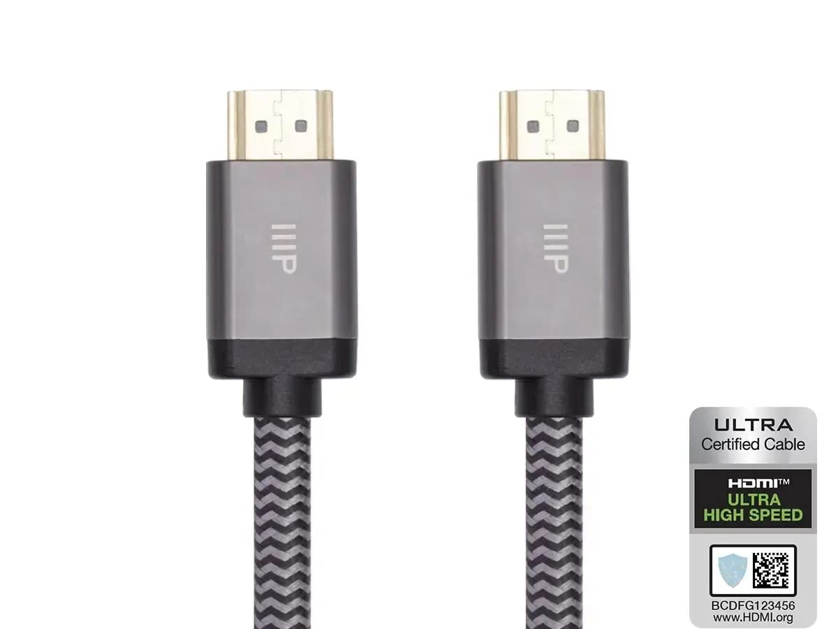 Monoprice 8K Certified Braided Ultra High Speed HDMI Cable - 20 Feet - Black | HDMI 2.1, 8K@60Hz, 48Gbps, CL2 in-Wall Rated, 24AWG, Compatible with PS 5, PlayStation 5 Digital Edition, Xbox X, Xbox S