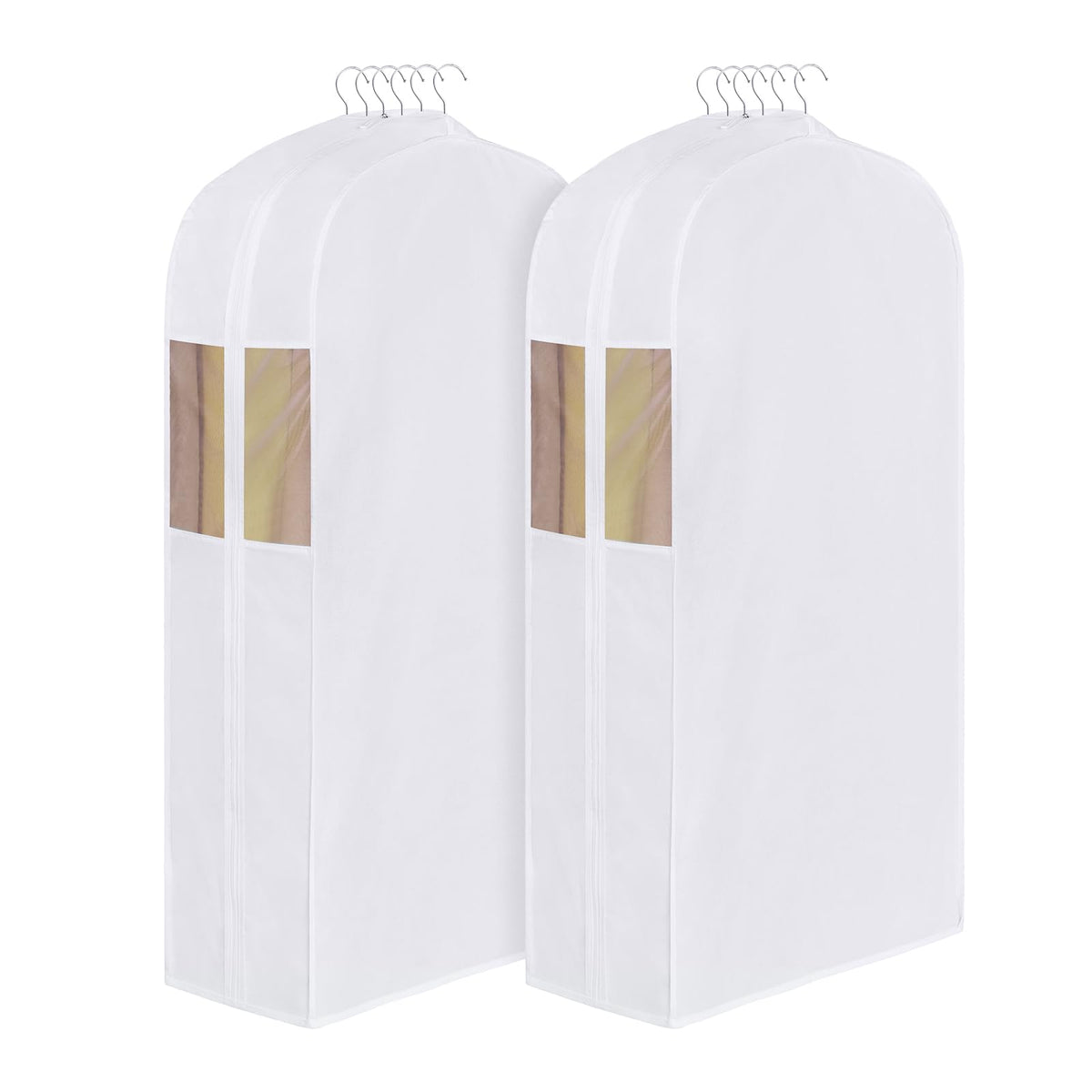 Univivi 50 Inch Breathable Cotton Garment Bags for Hanging Clothes and Storage,Washable Suit Cover Bag with Extra Large 10" Gusset & Clear Window - Perfect for Suits,Coats,Jackets - 2 Pack