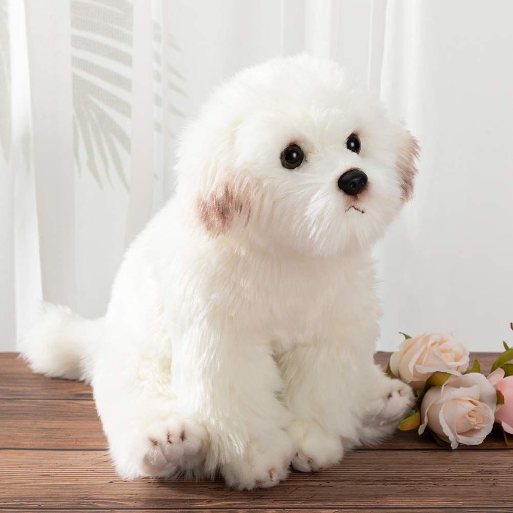 HollyHOME Maltese Stuffed Animal Realistic Maltese Dog Plush Toy Pet Gift for Kids 13 inches