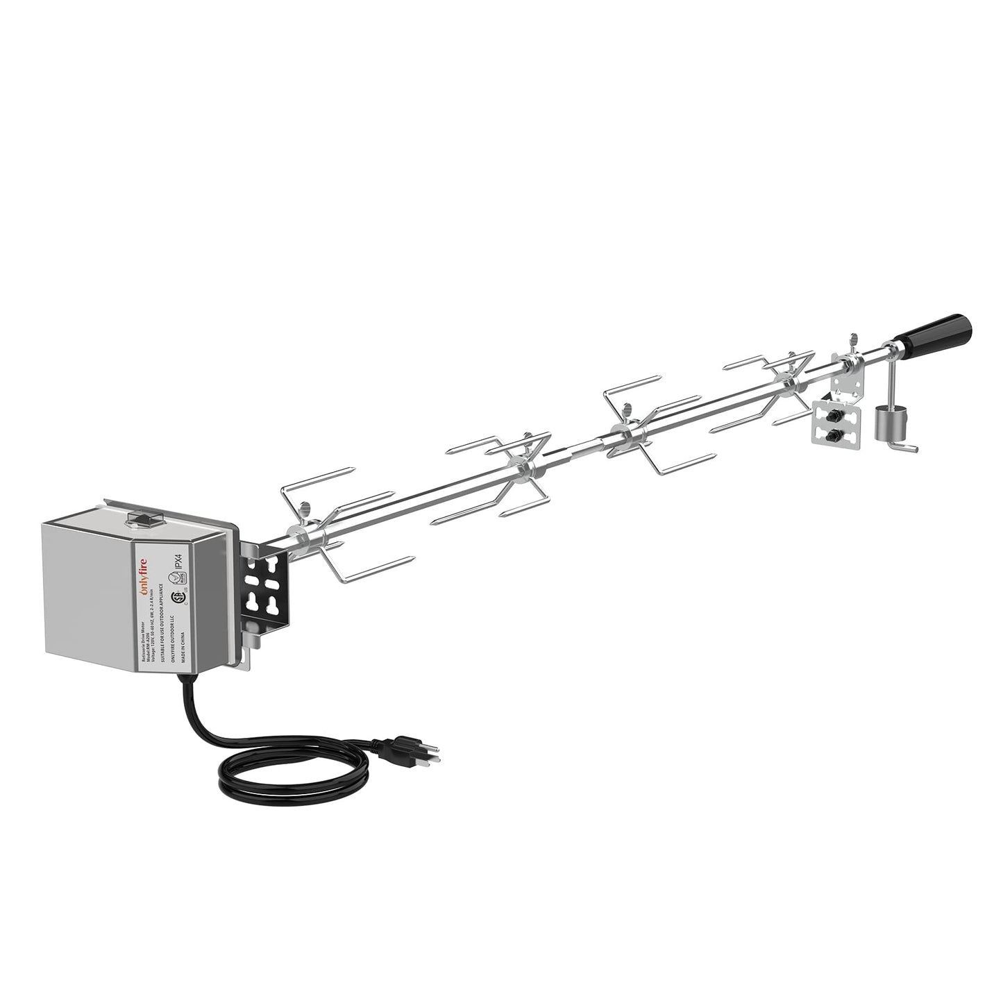 Onlyfire Universal Grill Replacement Rotisserie Kit - 45'' & 53'' X 1/2'' Hexagon Spit Rod, 50 lb Stainless Steel Electric Motor