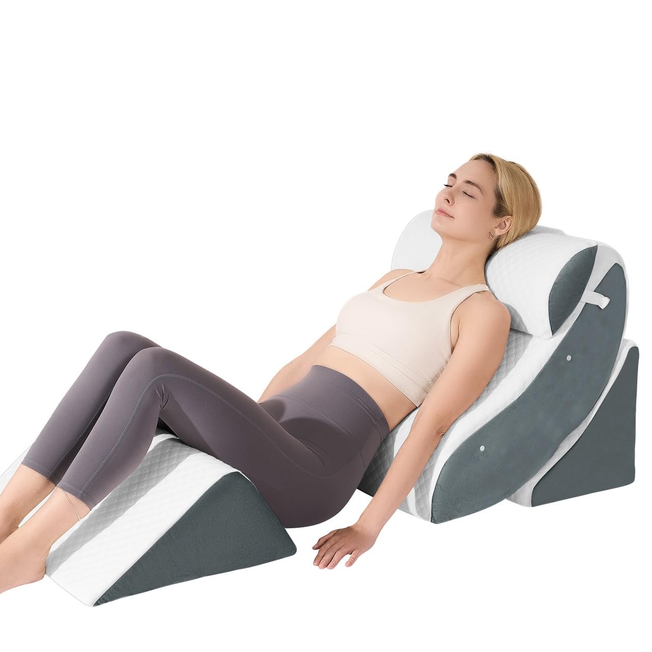 4 PCS Wedge Pillow Set for After Surgery, Memory Foam Orthopedic Bed Wedge Pillow Set, Adjustable Bed for Sleeping, Acid Reflux Relief, Post Surgery Recovery, Back Support, Leg Elevation, DarkGery