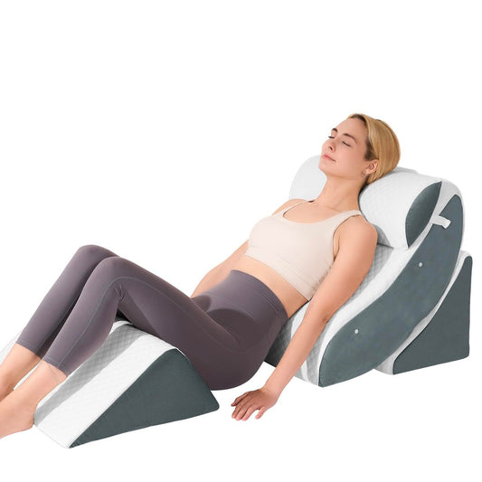 4 PCS Wedge Pillow Set for After Surgery, Memory Foam Orthopedic Bed Wedge Pillow Set, Adjustable Bed for Sleeping, Acid Reflux Relief, Post Surgery Recovery, Back Support, Leg Elevation, DarkGery